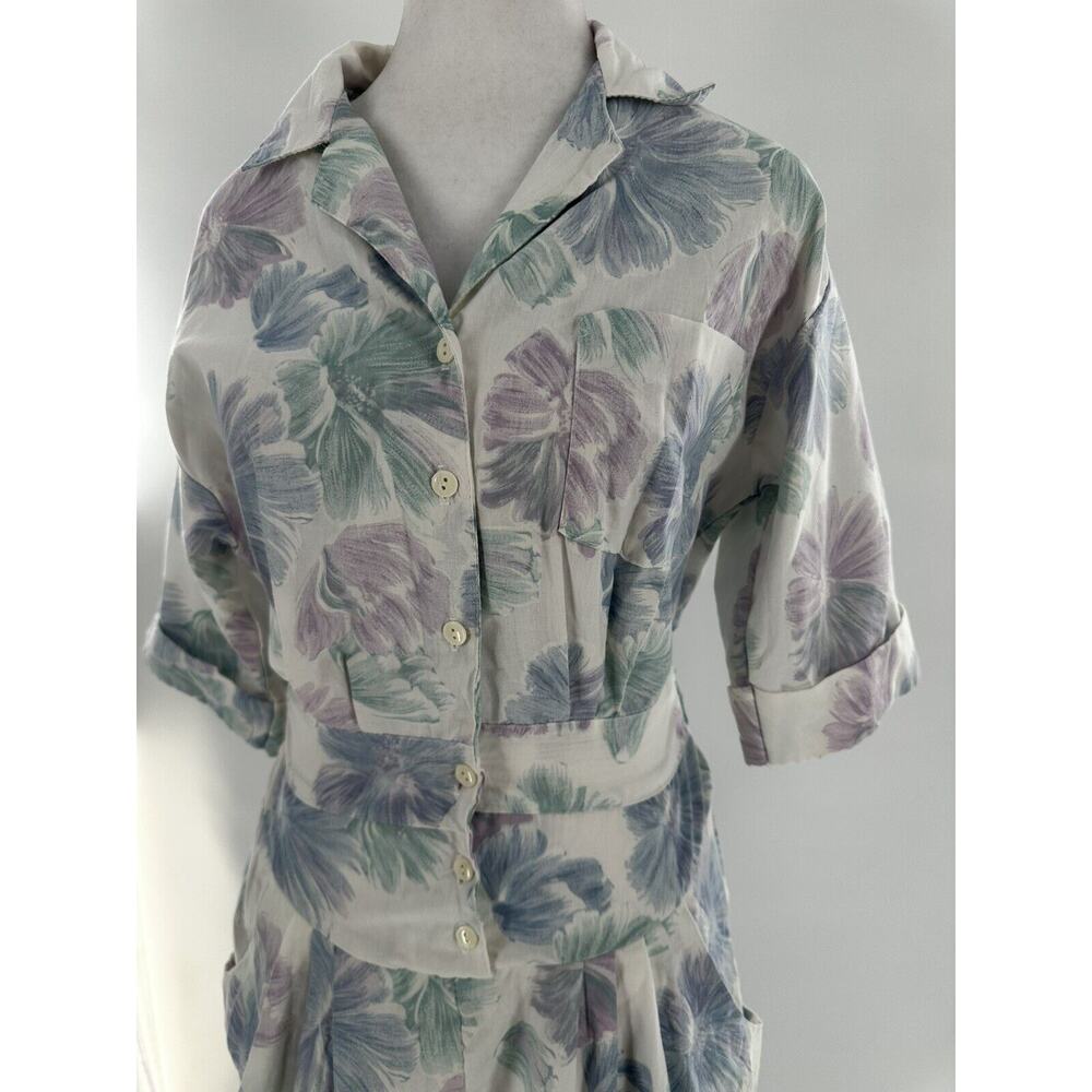 Vtg 1970’s Midi Dress Sz 11/12 Floral Watercolor Cottage Grandma Pastel Modest - Picture 3 of 13